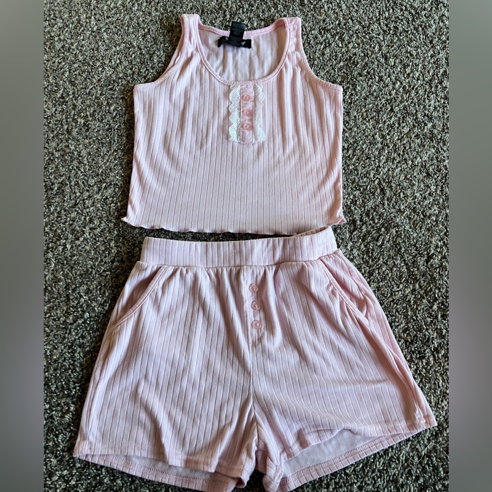 Pink Kids Sleeveless Top and Shorts Set
